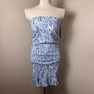 DIANE VON FURSTENBERG X TARGET Strapless Cotton Blend Ruched Mini Dress XSMALL